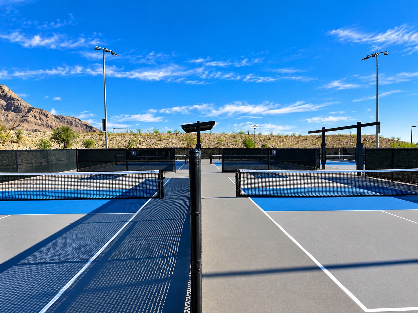 Blue pickleball courts at Grand Park in Summerlin