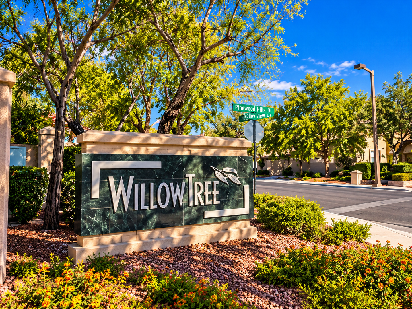 Willow Tree neighborhood entrance in The Hills village of Summerlin