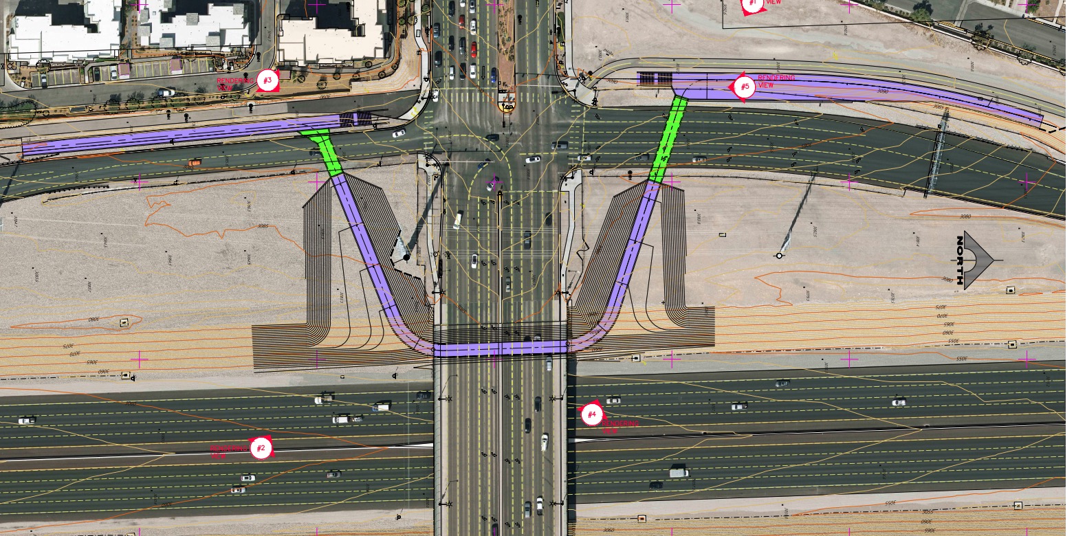 Concept plan showing the Charleston Boulevard and CC-215 trail undercrossing in the western Las Vegas Valley