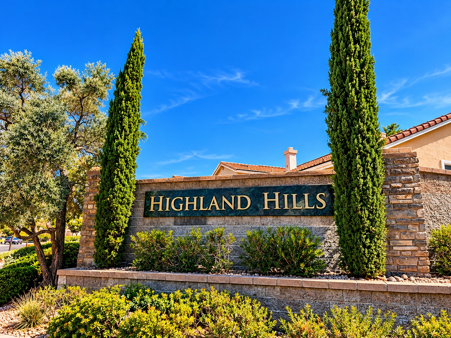 Highland Hills entrance monument at The Crossing in Summerlin